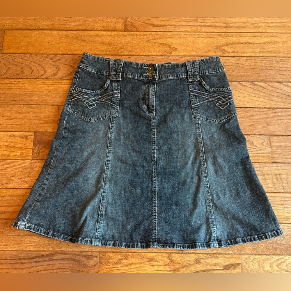 90s flared denim skirt